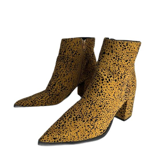 altar'd state Leopard Print Ankle Boots Womens Pointed Toe Block Heel Size 9 - Picture 2 of 11